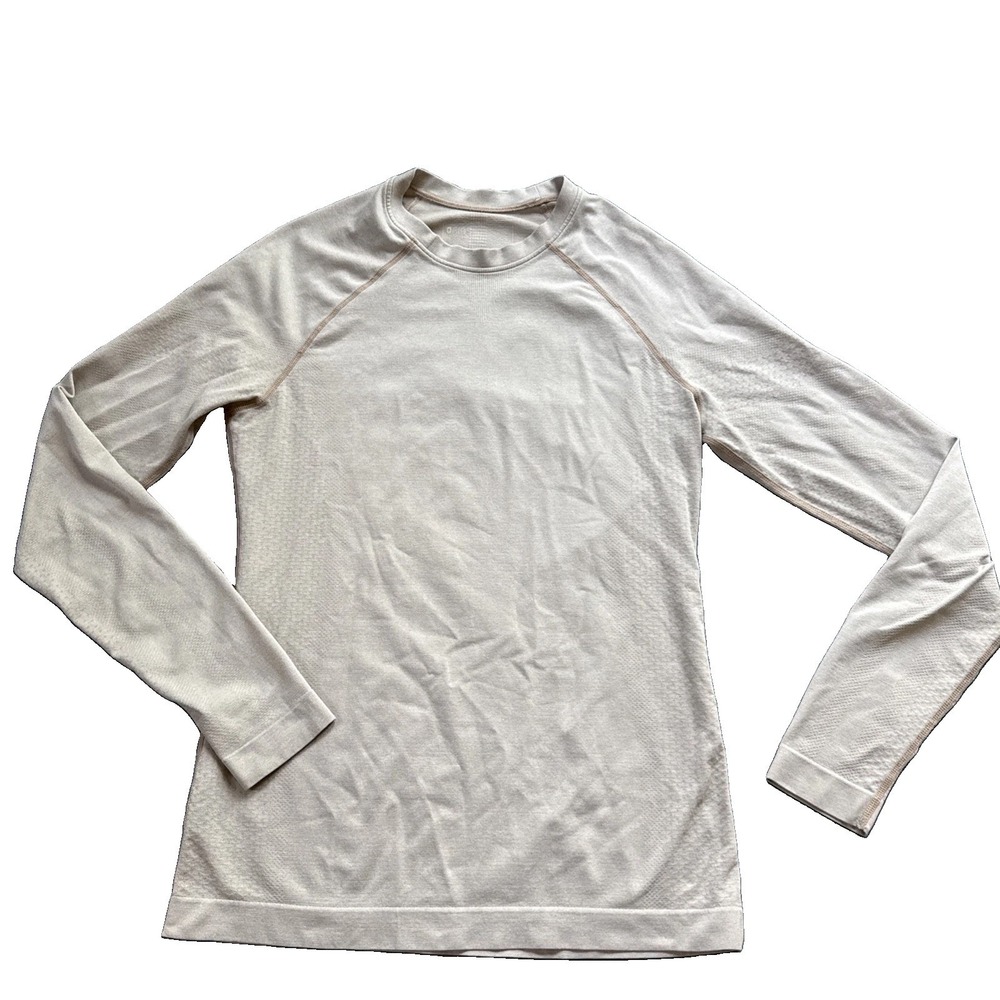 FIGS Salta Underscrub Women Medium Beige Seamless Long Sleeve Base Layer Top